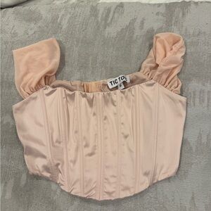 TIC TOC Women's Blush Satin Crop Top